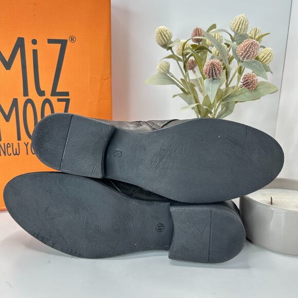 Miz Mooz Snap Wide Leather Studded Boot Ash Side Zip Women EU 41/10.5 Tried On - Picture 8 of 10